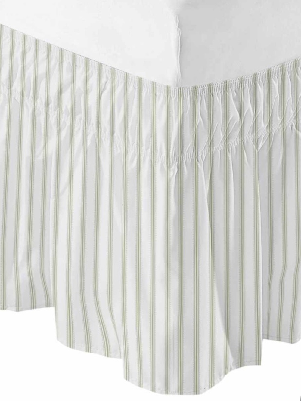 QUEEN Bed Skirt 18” Drop 100% Polyester - Striped SAGE Green